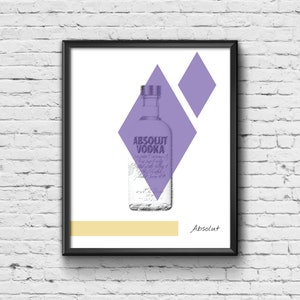 Absolut Vodka Print - Drinks Print / Poster / Picture / Wall Art / Home Decor / Gift / Kitchen / Pub / Garden Bar