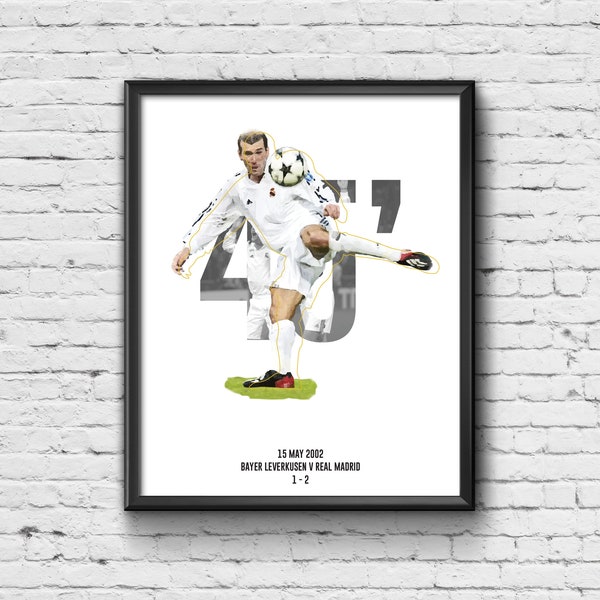 Zinedine Zidane Print - Real Madrid Print / Poster / Picture / Wall Art / Home Decor / Gift / Present / Retro / Contemporary / Football