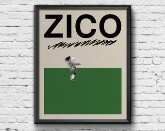 Lámina artística de la leyenda brasileña Zico: póster de fútbol retro