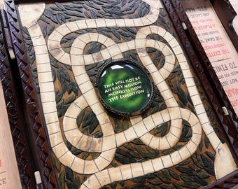 Jumanji Board Replica With Video Riddles, Handmade Wooden Prop for Collectors