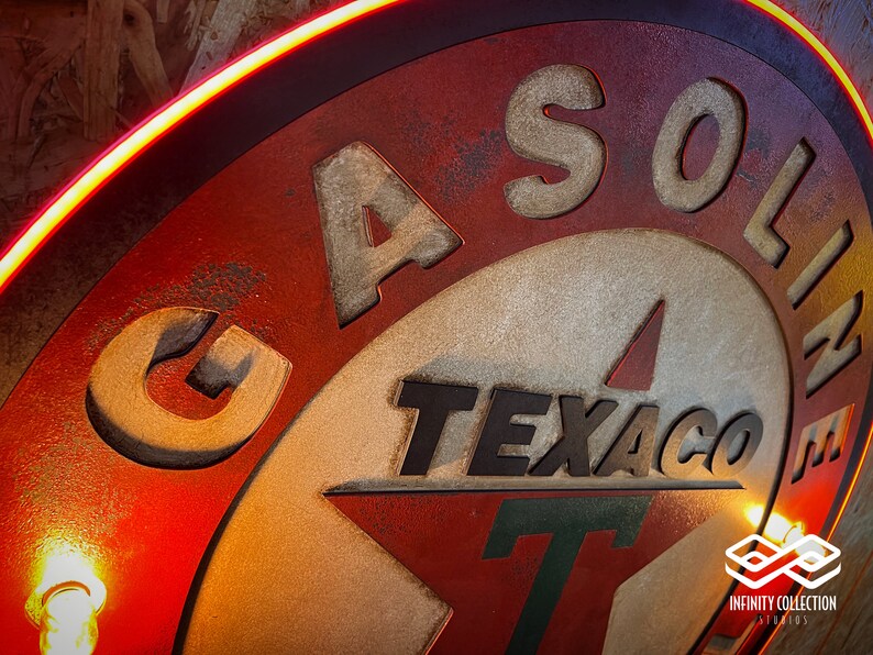 Texaco Background Vintage Texaco Sign Neon and Light - Etsy