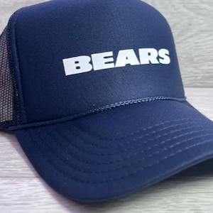 New bears football script navy blue cap hat 5 panel high crown mesh trucker snapback vintage style