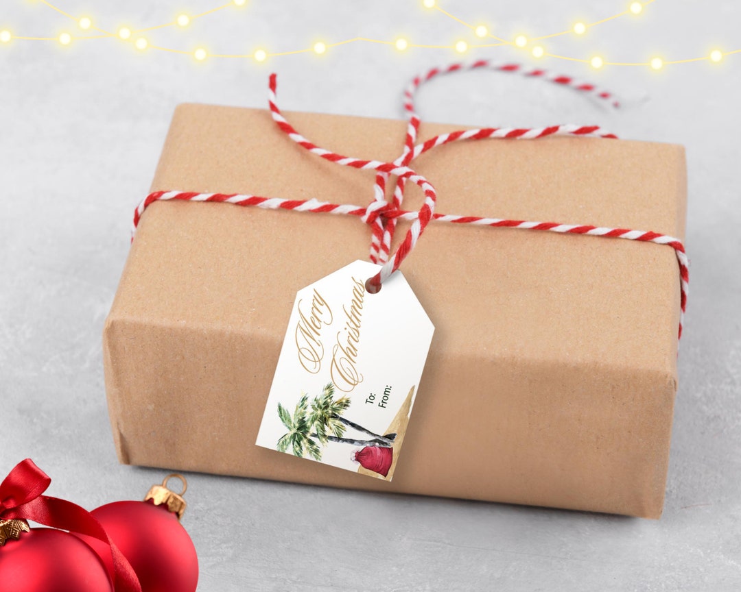 Tropical Christmas Gift Tag, Christmas Gift Tag, Holiday Gift Tag,christmas Party Gift Tag