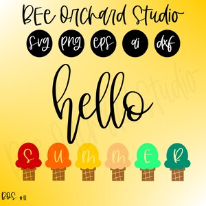 Hello Summer SVG, Ice Cream SVG, Cricut Cutting Files, Silhouette
