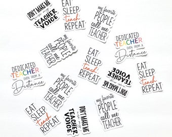 Stickers | Funny Sticker Pack | Eat Sleep Teach Repeat | Teacher Appreciation Gift