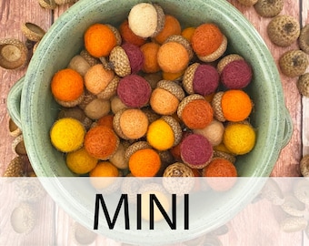 MINI Warm Earth Felt Acorns | Wool Acorn Bowl Filler | Cottagecore Decor | Farmhouse Decor