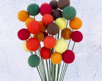 Woodland Meadow Felt Flower Bouquet | Wool Felt Ball Flowers | Spring Table Decor | Vase Filler