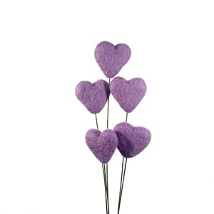 Lavender Felt Heart Stems | Spring Vase Flower Filler Centerpiece | Colorful Wedding Décor | Baby Shower | Mother&#39;s Day | Love Heart