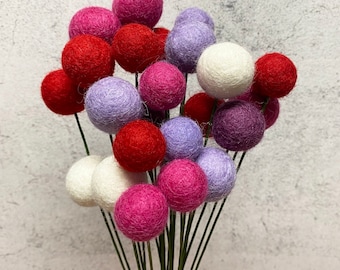 Love & Lilac Felt Flower Bouquet | Wool Felt Ball Flowers | Handmade Table Decor | Boho Bouquet