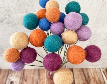 Pastel Dream Felt Flower Bouquet | Wool Felt Ball Flowers | Handmade Table Decor | Farmhouse Bouquet