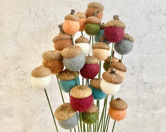 Gezellig eikelboeket van cottagewolvilt | Vaas Flower Filler middelpunt | Bosdecoratie | Natuurlijke woondecoratie boerderij