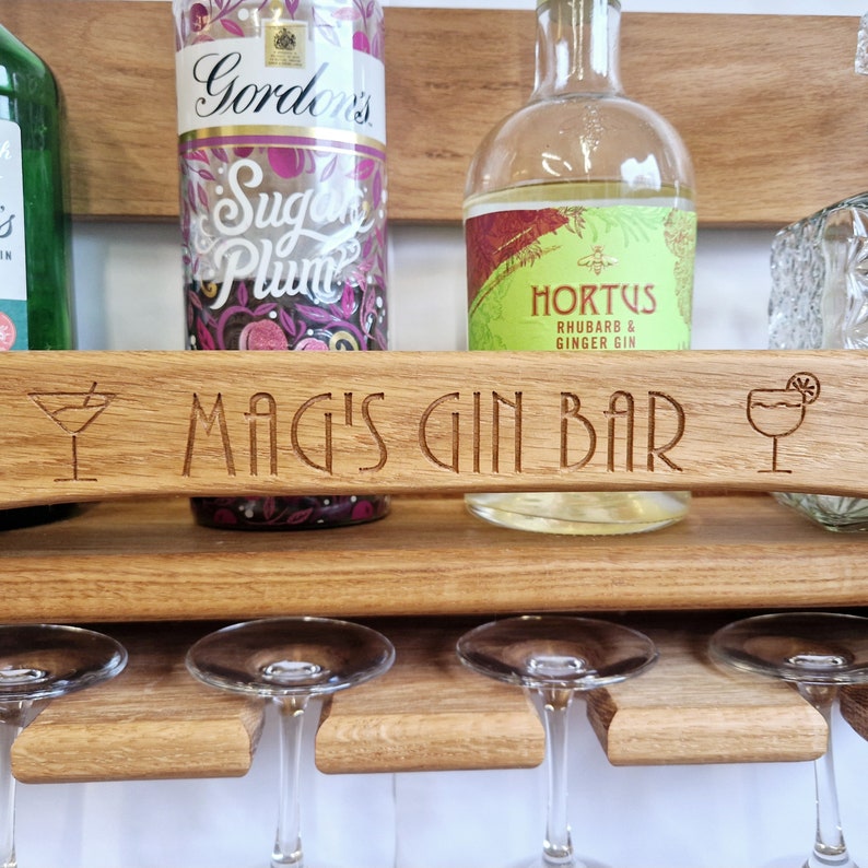 Personalised Solid Oak Home Bar, Wooden Alternative Wine Rack, Custom