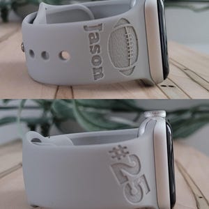 FOOTBALL, Silicone Watch Band, Laser Engraved, Apple Watch, 20mm, Amazfit, Garmin, Gizmo, Samsung Compatible