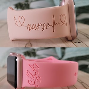 NURSE STEPHOSCOPE, Silicone Watch Band, Laser Engraved, Apple Watch, 20mm, Amazfit, Garmin, Gizmo, Samsung Compatible