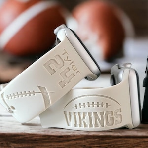 FOOTBALL, JERSEY, Silicone Watch Band, Laser Engraved, Apple Watch, 20mm, Amazfit, Garmin, Gizmo, Samsung Compatible