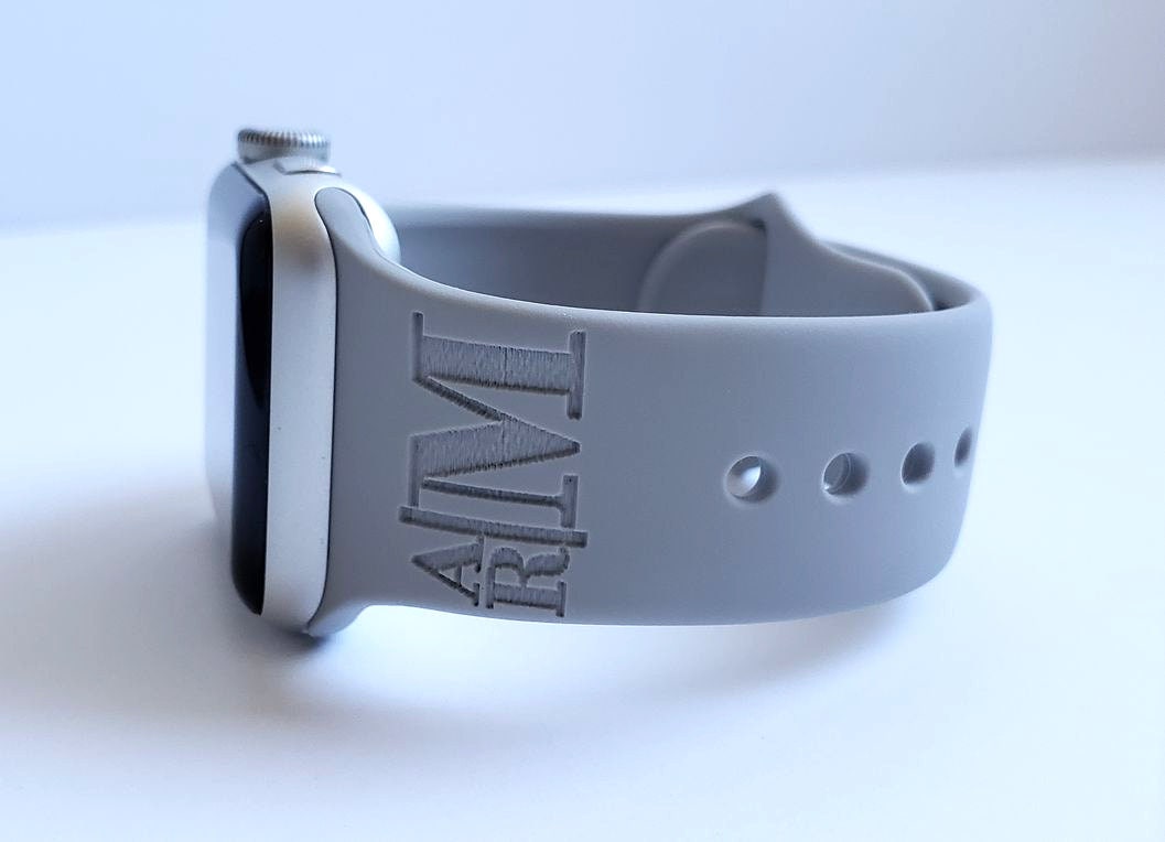 MONOGRAM Apple Watch Band Personalized Engraved Silicone