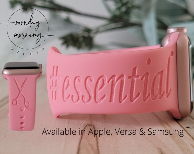 Engraved Watch Band Apple, Fitbit Versa, Samsung, Personalized Silicone HAIR STYLIST ESSENTIAL