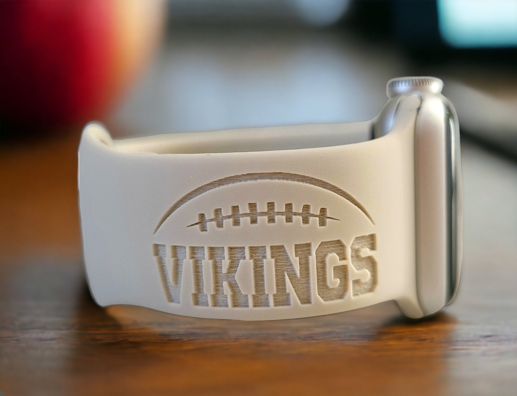 Personalized Watch Band FOOTBALL for Apple, Fitbit Versa, Samsung, Engraved Silicone iWatch Band 38/40/41 42/44/45 20mm