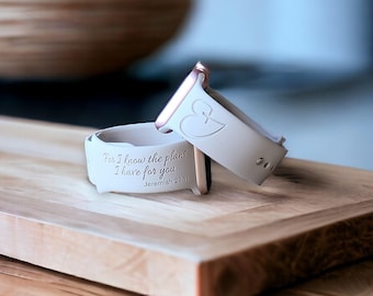 Personalized Apple Compatible Watch Band, Engraved Jeremiah 29:11 Silicone Strap
