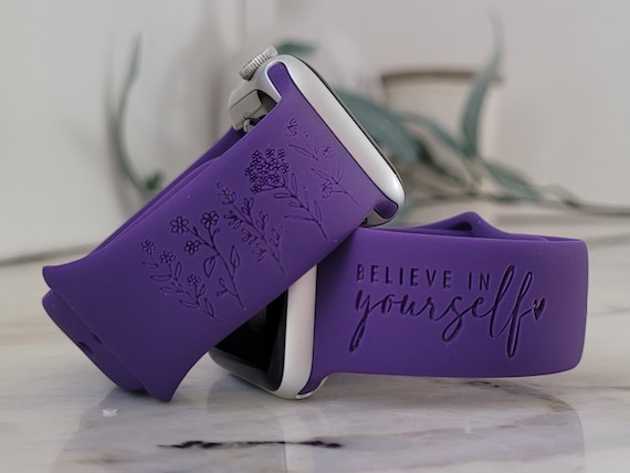 Engraved Watch Band, Ready to Ship, Apple Compatible, Silicone, Believe in Yourself, Affirmation, Mantra