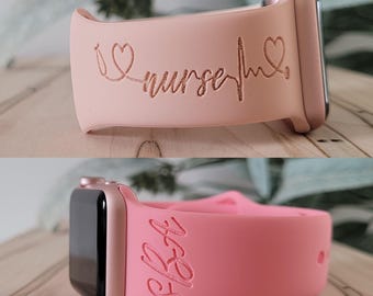 Gepersonaliseerde Apple-compatibele horlogeband: op maat gegraveerde siliconen band, STEPHOSCOOP VOOR VERPLEEGSTER