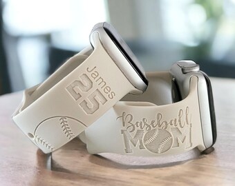 Personalisiertes Apple Kompatibles Armband: Personalisiertes Silikonarmband mit persönlicher Gravur, BASEBALL MOM