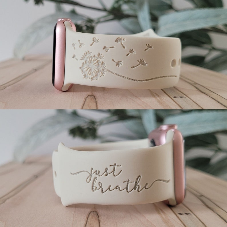 Engraved Watch Band JUST BREATHE for Apple Fitbit Samsung Etsy
