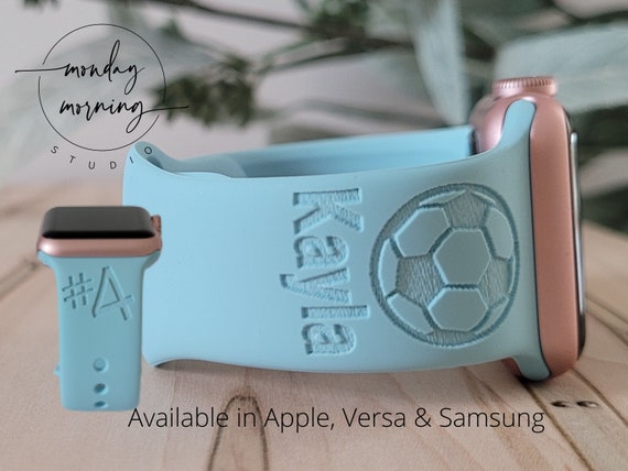 Luxury engraved silicone Apple watch band, engraved Samsung Watch