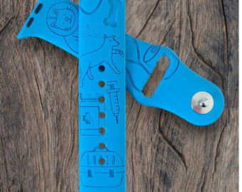 Personligt Apple-kompatibelt klockarmband: Anpassat graverat silikonarmband, VETERINÄR, Veterinärtekniker