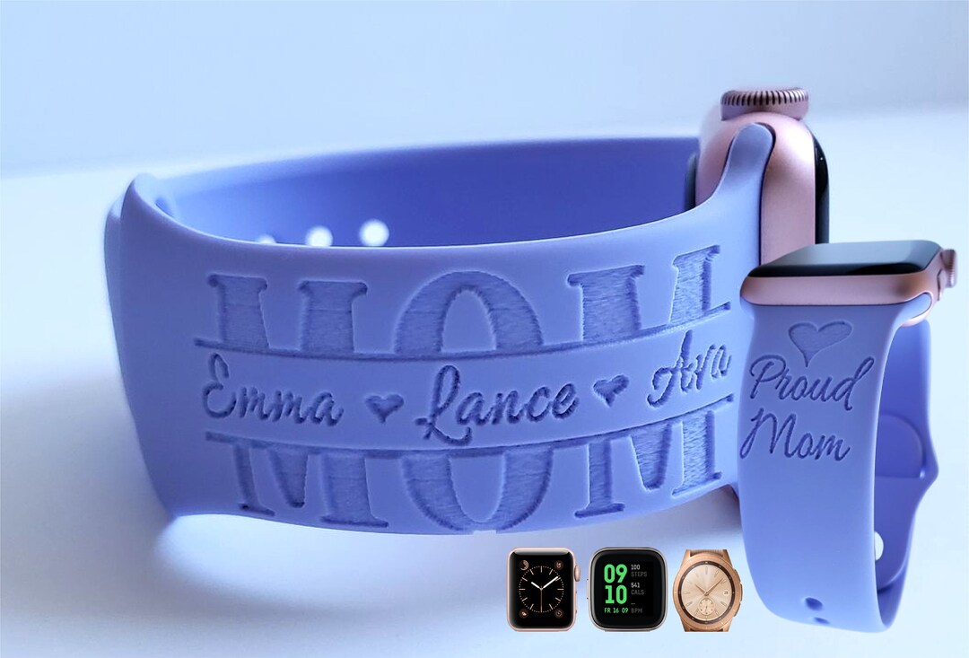 Engraved Watch Band PROUD MOM for Apple, Fitbit, Samsung Etsy