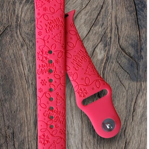 Personalized Apple Compatible Watch Band: Custom Engraved Silicone Strap, CHRISTMAS LIGHTS