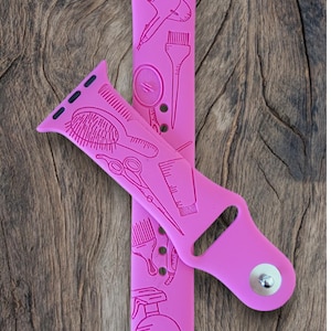Personalized Apple Compatible Watch Band: Custom Engraved Silicone Strap, HAIR STYLIST, Hair Dresser