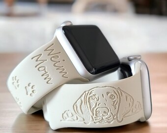 Personalized Apple Compatible Watch Band: Custom Engraved Silicone Strap, DOG BREED