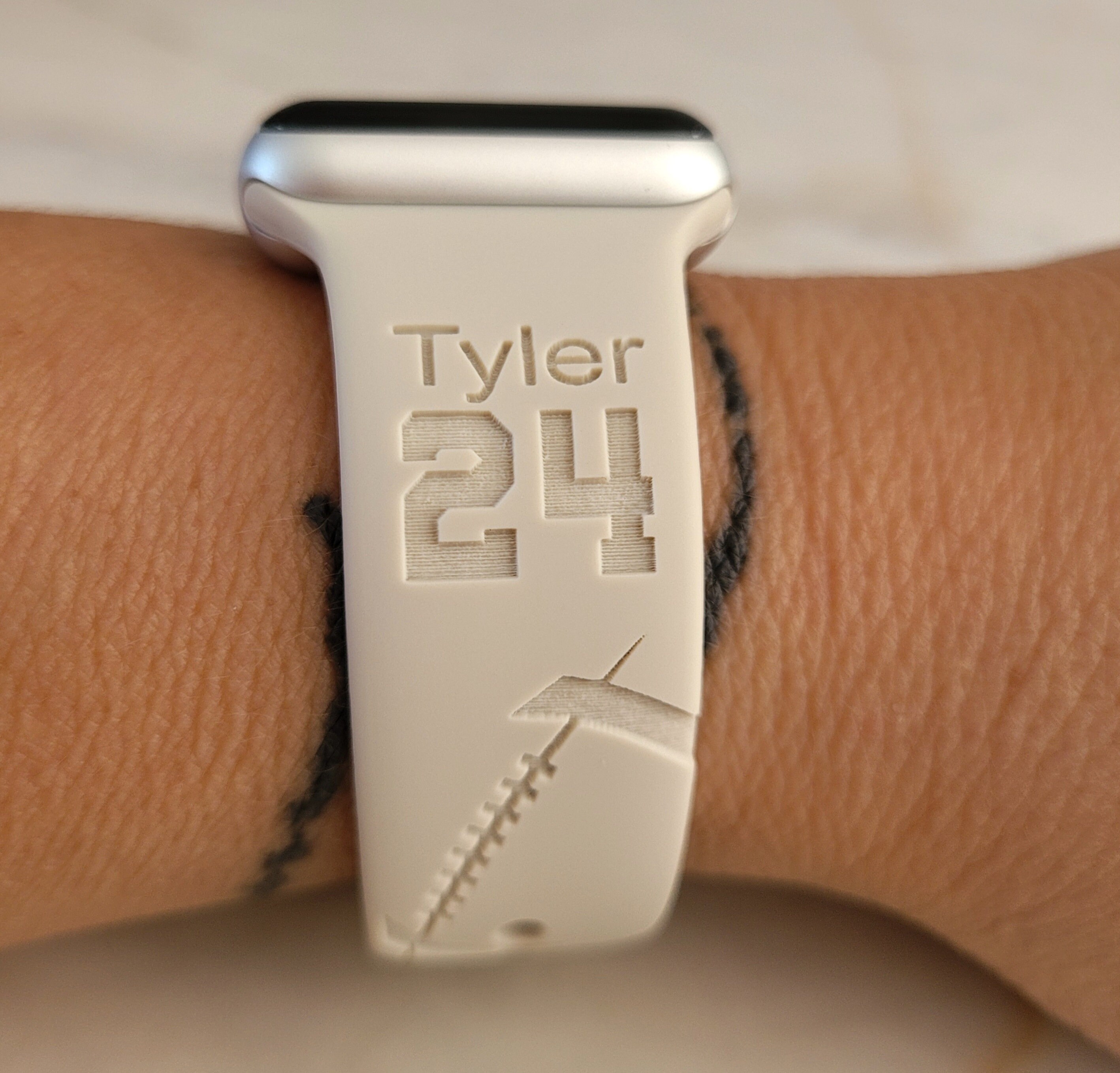 Personalized Watch Band FOOTBALL for Apple, Fitbit Versa, Samsung, Engraved Silicone iWatch Band 38/40/41 42/44/45 20mm