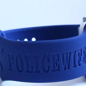BACK the BLUE POLICE, Silicone Watch Band, Laser Engraved, Apple Watch, 20mm, Amazfit, Garmin, Gizmo, Samsung Compatible