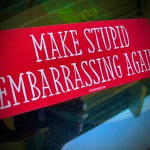 2-Pack, Anti-MAGA "Make Stupid Embarrassing Again"  FUNNY (and yet "sad"...) Anti-Trump Bumper Stickers