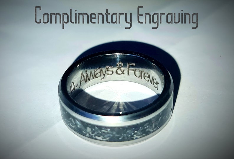 Deep Midnight Blue Opal Inlay Pink Flake Tungsten Wedding 4mm Ring Customise and choose from over 75 Opal Colours 3.2mm 4mm