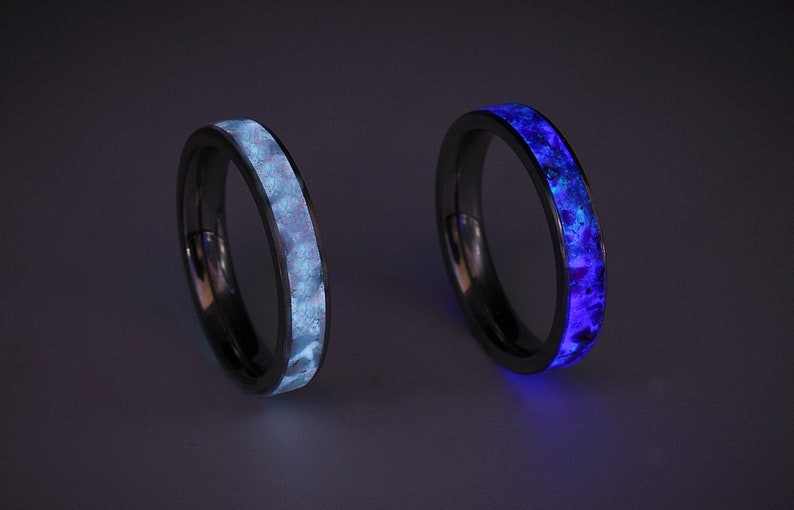 Deep Midnight Blue Opal Inlay Pink Flake Tungsten Wedding 4mm Ring Customise and choose from over 75 Opal Colours 3.2mm 4mm