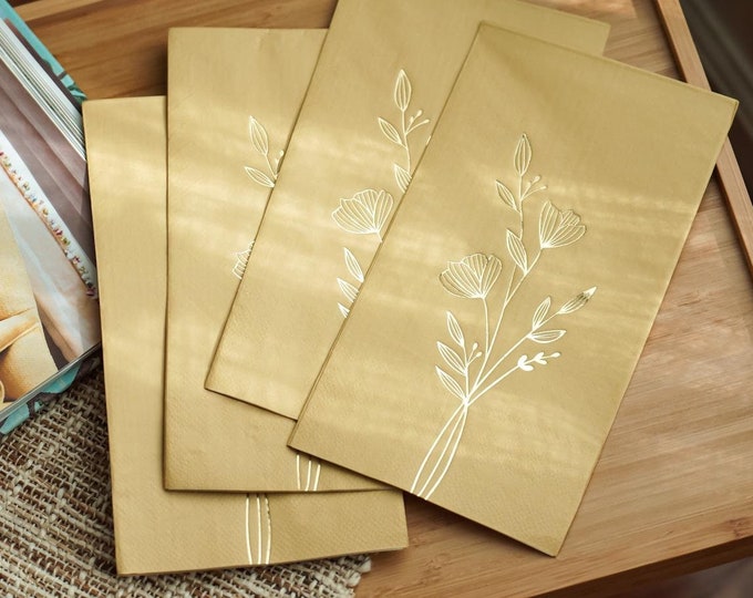 Floral Canary Yellow Disposable Napkins set of 16