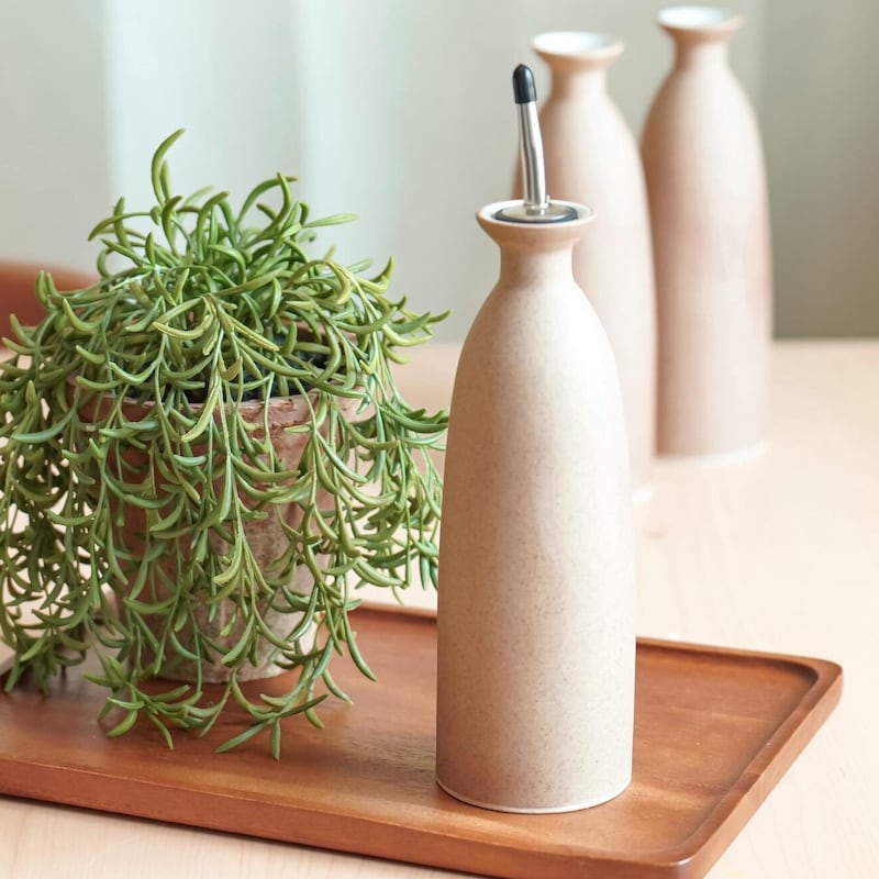 Keramik Olivenölspender 700ml - Tropffrei Mit Edelstahlauslauf & Praktischem Griff