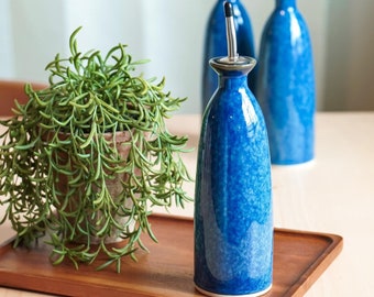 Olive Oil Dispenser, Starry Night Blue Oil Dispenser, Ceramic Oil Bottles, Olive Oil & Vinegar Cruets, Christmas Gifts, Olive Oil Decanter