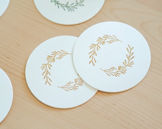 Botanical letterpress paper coaster (Set of 6)