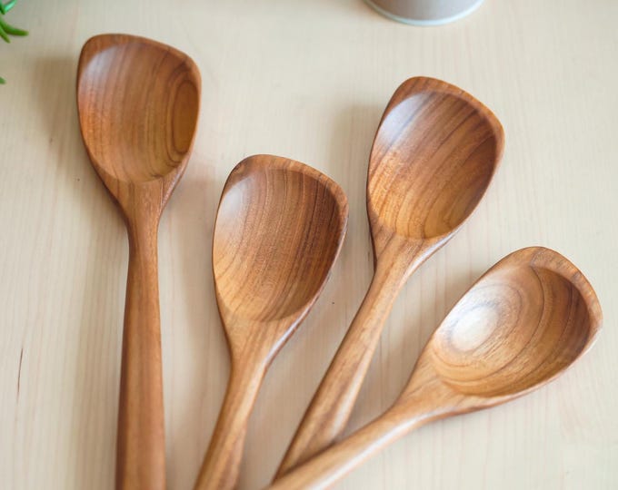 Wooden Left-Handed Corner Spoon Utensil, Left-Handed Spoon Utensil, Cooking Spoon