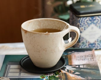 Tazza in ceramica fatta a mano, tazza da caffè al chiaro di luna, tazza in gres bianco, tazza grande in gres, tazza da caffè grande, tazza in ceramica fatta a mano, regali di Natale