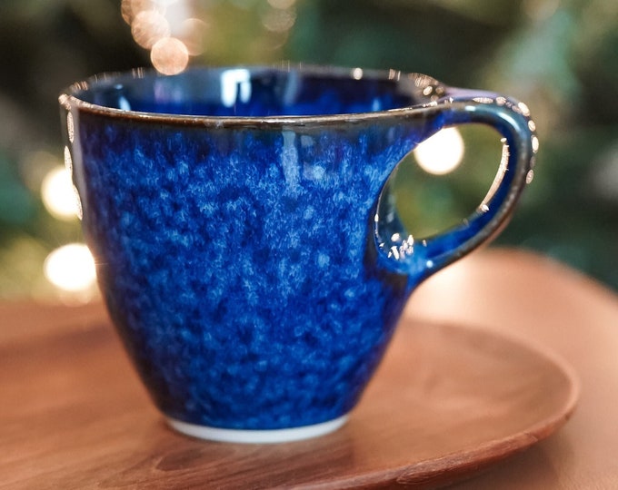 Starry Night Blue Handmade Ceramic Coffee Mug