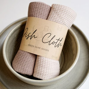 Organic Cotton Waffle Dish Cloth Set, Tea Towels, Hand Towels, Waffle Weave Dish Cloth, Warm Taupe Color (PACK OF 2)Christmas Gifts