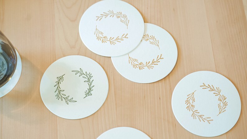 Botanical Letterpress Paper Coaster Set - Thumbnail 5