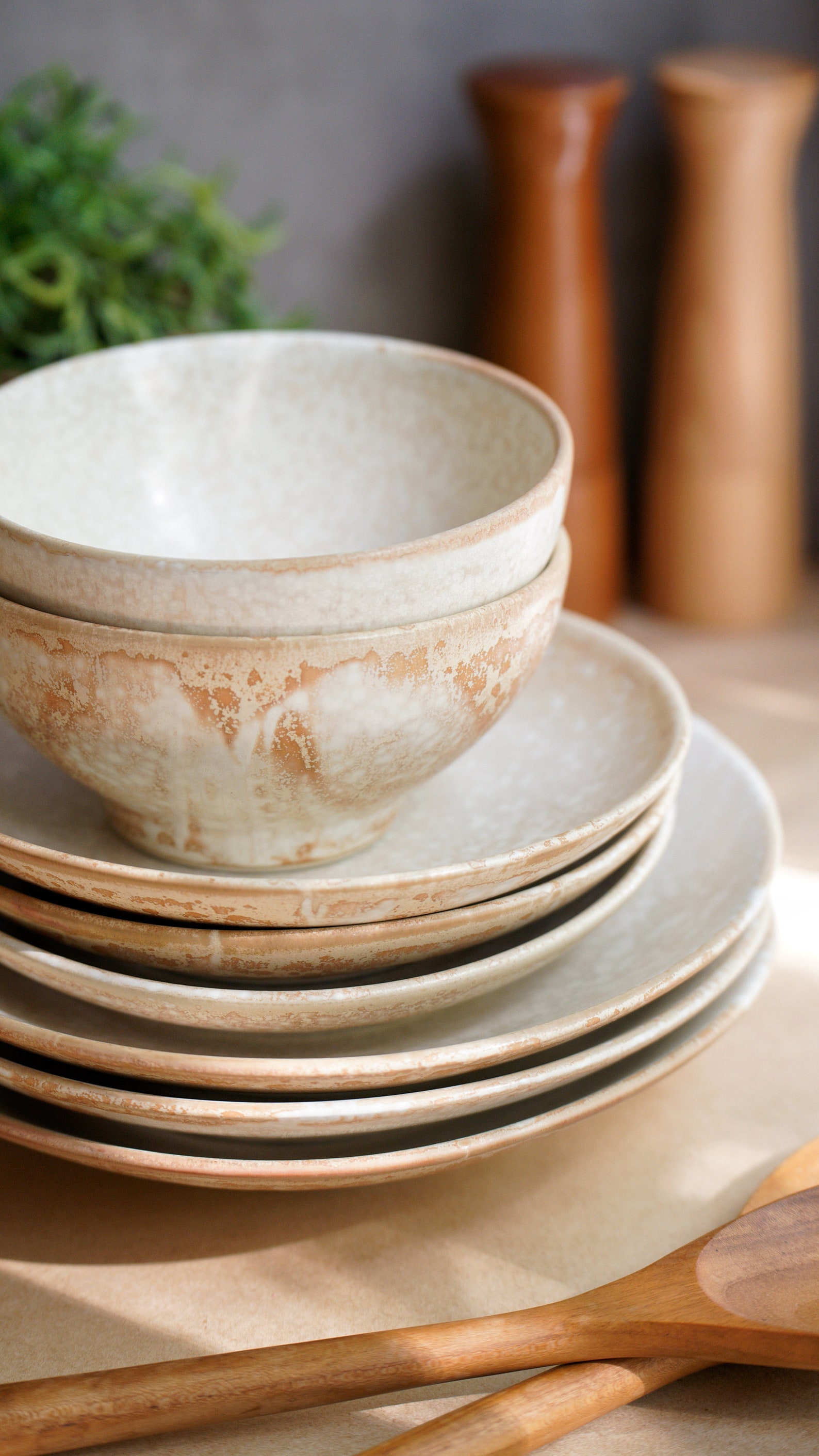 Handmade Stoneware Dinnerware Set Moonlight Collection White Etsy