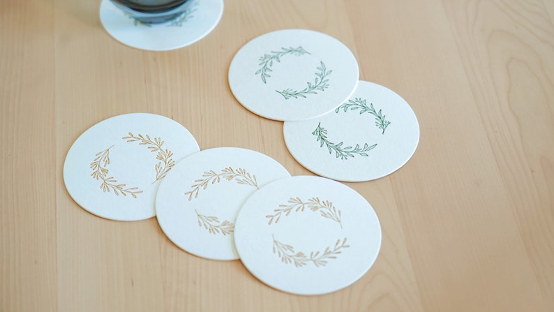 Botanical Letterpress Paper Coaster Set