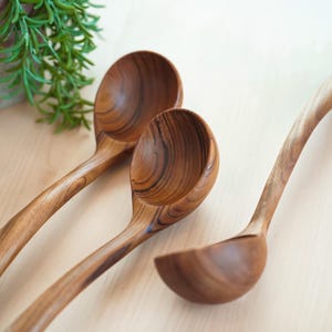 Wooden Teak Ladle, Wooden Ladle Cooking Utensil, Wood Ladle Carving